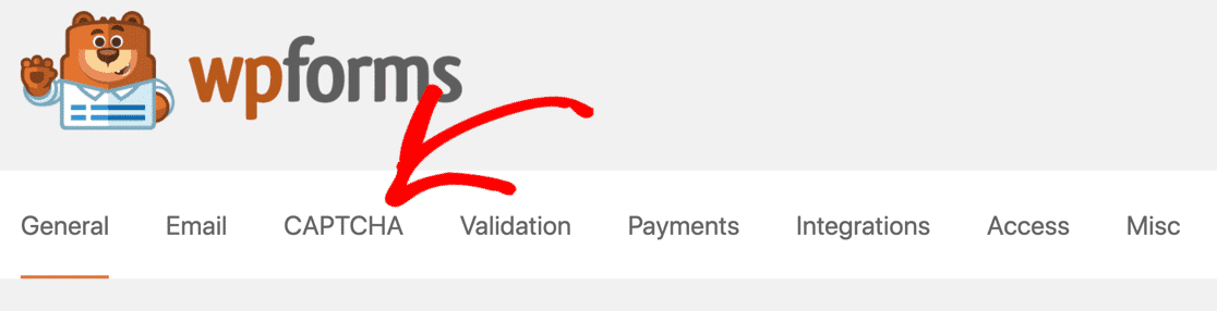 Configurações de CAPTCHA do WPForms