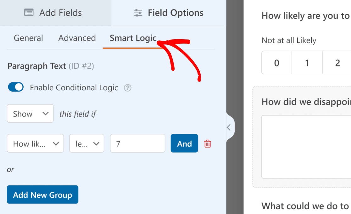 WPForms configuración lógica inteligente