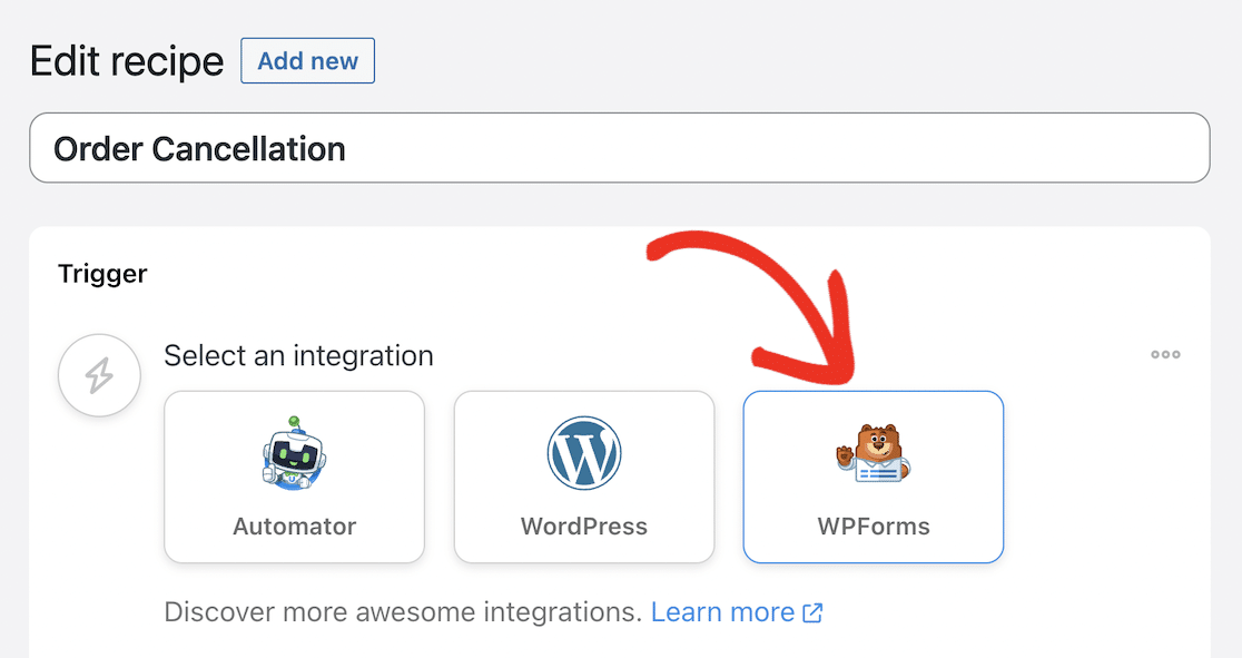 Criar acionador do WPForms