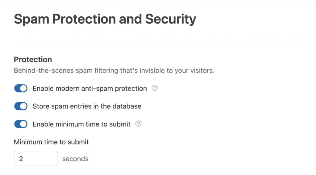 Configurações de proteção contra spam